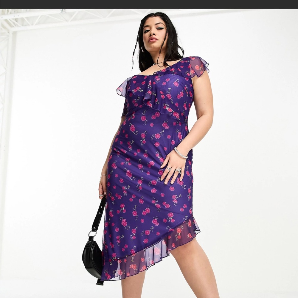 ASOS Off The Shoulder Asymmetrical Midi Dress
